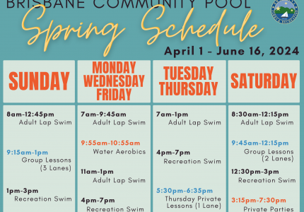 Spring 2024 pool schedule 