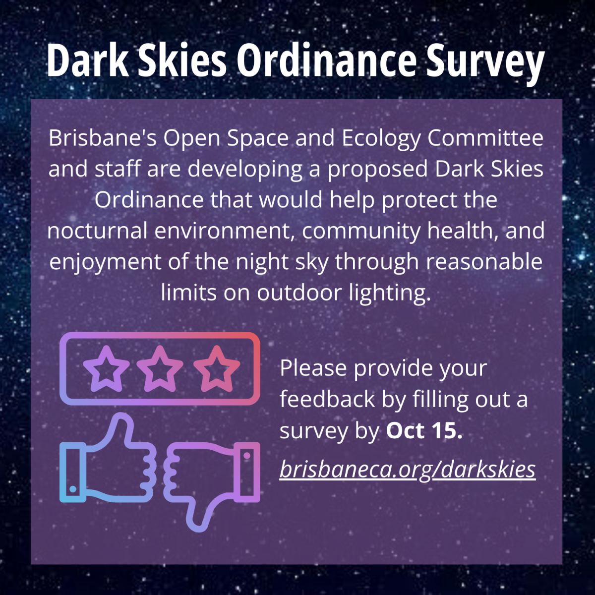 Dark Skies survey graphic