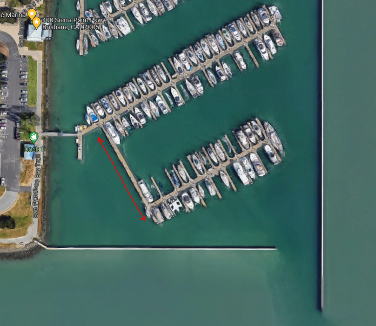 View of guest dock from Google maps